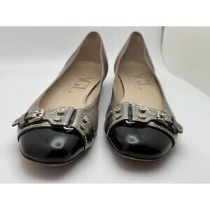 Women's AGL Italian Ballet Flats Heeled Size 7.5 Tan Black Slip On Shoes